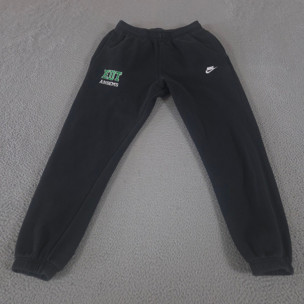 Nike Sweatpants Mens Medium Black Sportswear Club Fleece Jogger EDT ANSEMS Logo‎